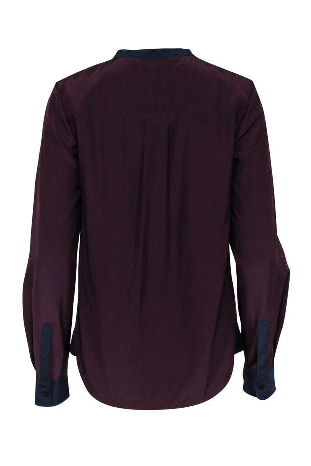 Current Boutique-Diane von Furstenberg - Deep Cherry, Maroon, & Navy Colorblocked Blouse Sz 8