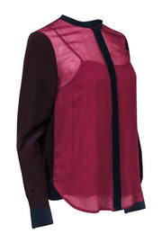 Current Boutique-Diane von Furstenberg - Deep Cherry, Maroon, & Navy Colorblocked Blouse Sz 8