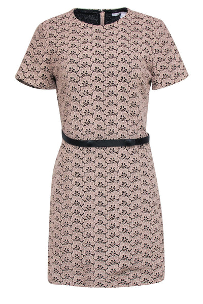 Current Boutique-Diane von Furstenberg - Beige Floral Eyelet Lace w/ Black Lining Dress Sz 8