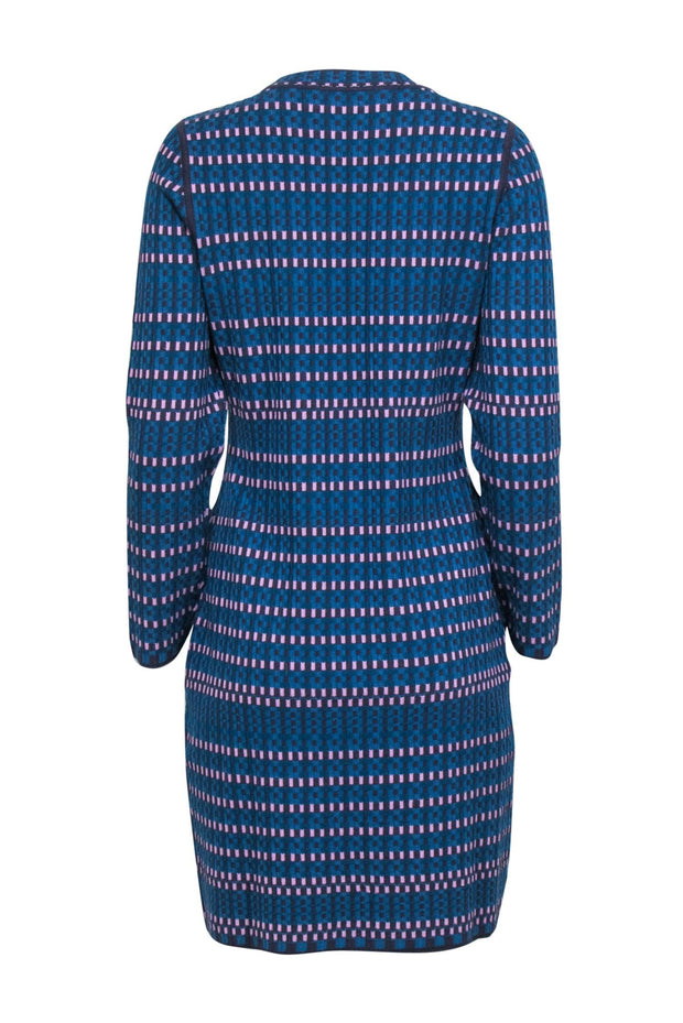 Diane von Furstenberg - Blue & Purple Knit Long Sleeve Sheath Dress Sz Diane von Furstenberg - Blue & Purple Knit Long Sleeve Sheath Dress Sz