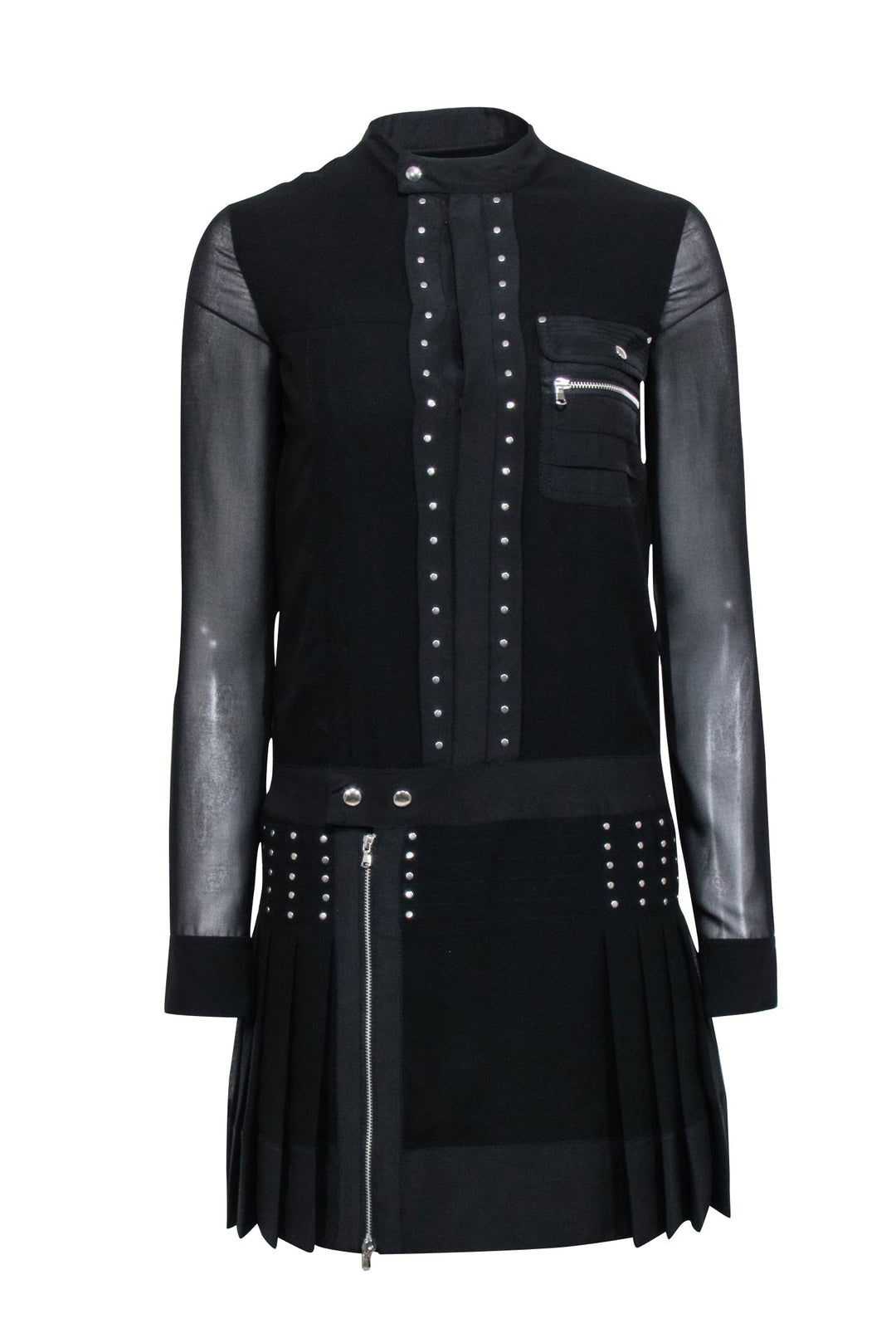 Diesel Black Gold - Black Pleated Long Sleeve Dress Sz XS Diesel Black Gold - Black Pleated Long Sleeve Dress Sz XS