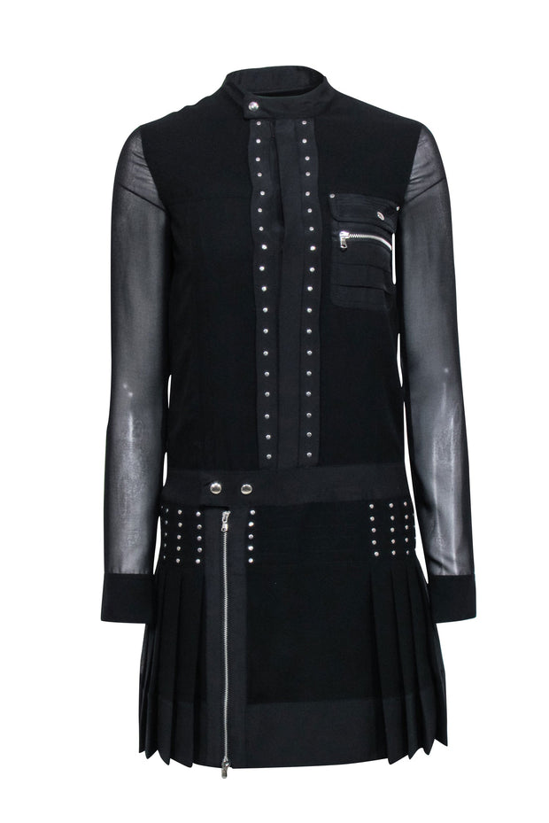 Diesel Black Gold - Black Pleated Long Sleeve Dress Sz XS Diesel Black Gold - Black Pleated Long Sleeve Dress Sz XS