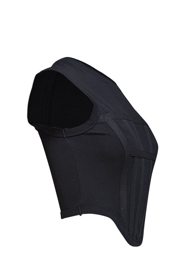 Current Boutique-Dion Lee - Black Ribbed Corset Boning Bodice Sleeveless Top Sz XS