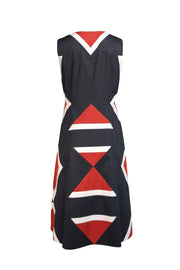 DKNY - Black w/ Red & White Print Sleeveless Dress Sz 10 - Current Boutique