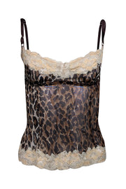 Current Boutique-Dolce & Gabbana - Tan & Brown Leopard Print Lace Trim Tank Sz M