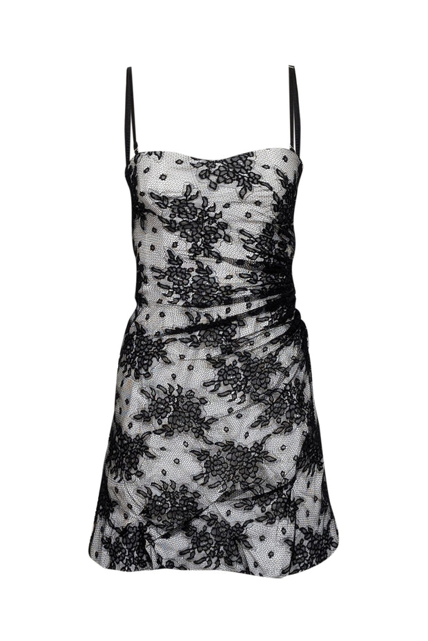 Dolce & Gabbana - Black Lace w/ White Lining Ruched Dress Sz 4 Dolce & Gabbana - Black Lace w/ White Lining Ruched Dress Sz 4