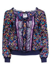 Current Boutique-Dolce & Gabbana - Purple Floral Print Lace Button Front Blouse Sz 6
