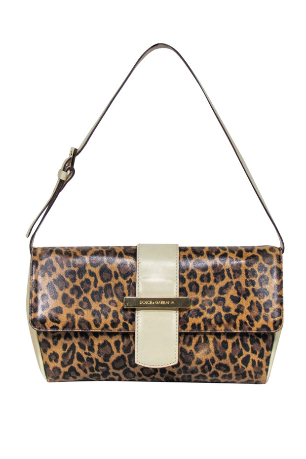 Current Boutique-Dolce & Gabbana - Tan Leopard Print Baguette w/ Beige Leather Trims