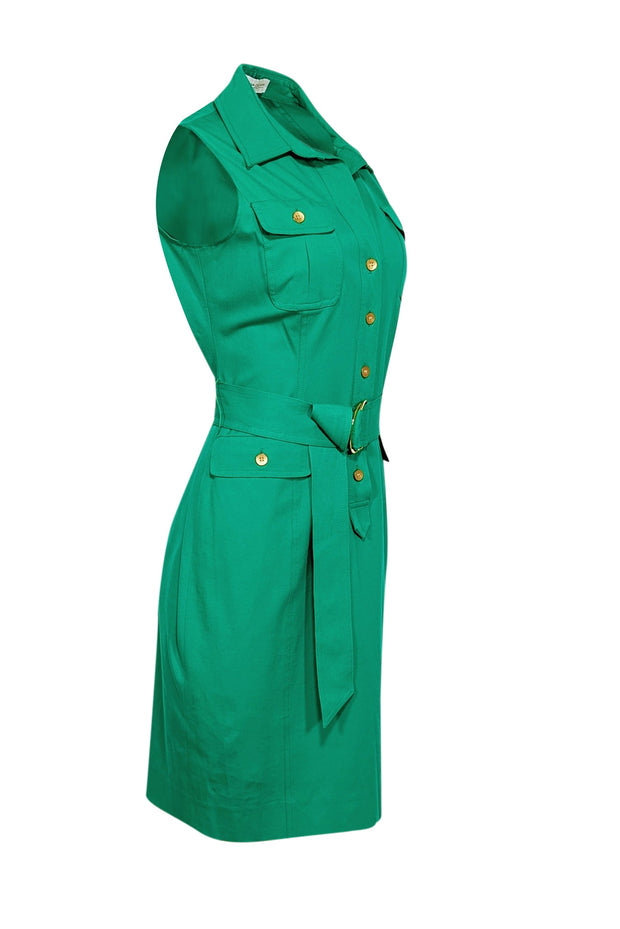 donna karan green dress New York Women's Belted Halter A-Line Midi Crew neck Shop Green Donna Karan New