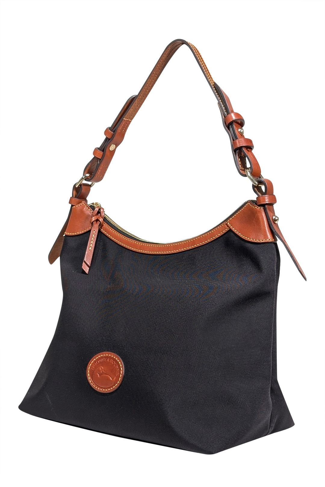 Dooney & Bourke - Black Canvas Shoulder Bag w/Leather Trims display picture 1