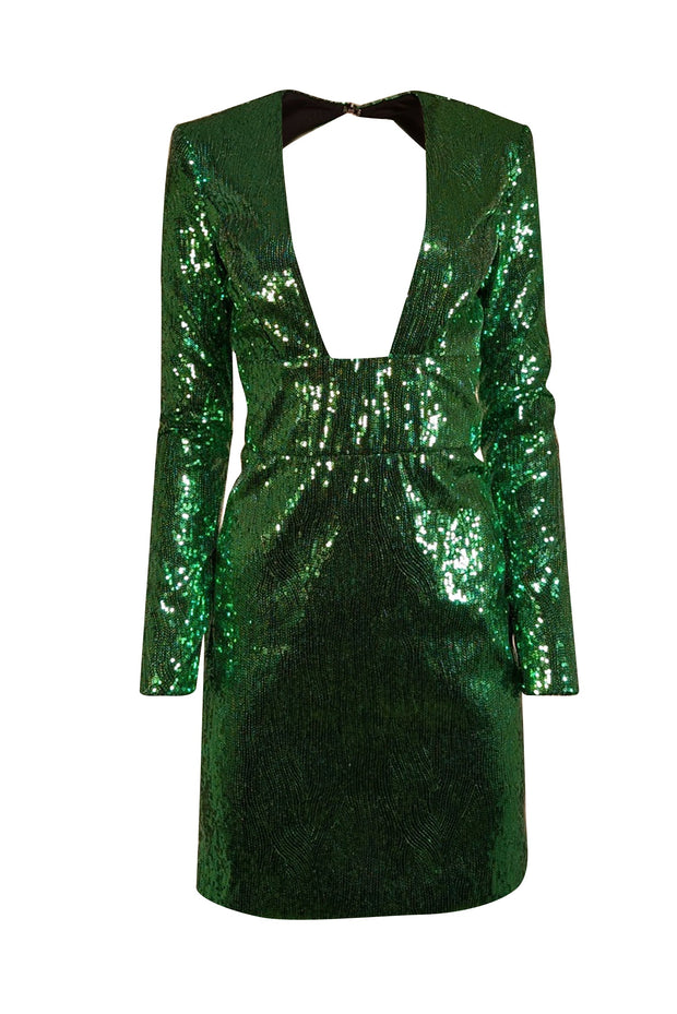 DUNDAS - Emerald Green Sequined Long Sleeve Mini Dress Sz 8 DUNDAS - Emerald Green Sequined Long Sleeve Mini Dress Sz 8