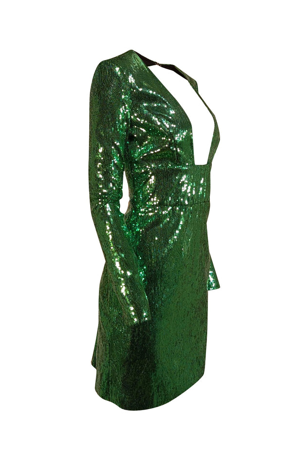 DUNDAS - Emerald Green Sequined Long Sleeve Mini Dress Sz 8 DUNDAS - Emerald Green Sequined Long Sleeve Mini Dress Sz 8
