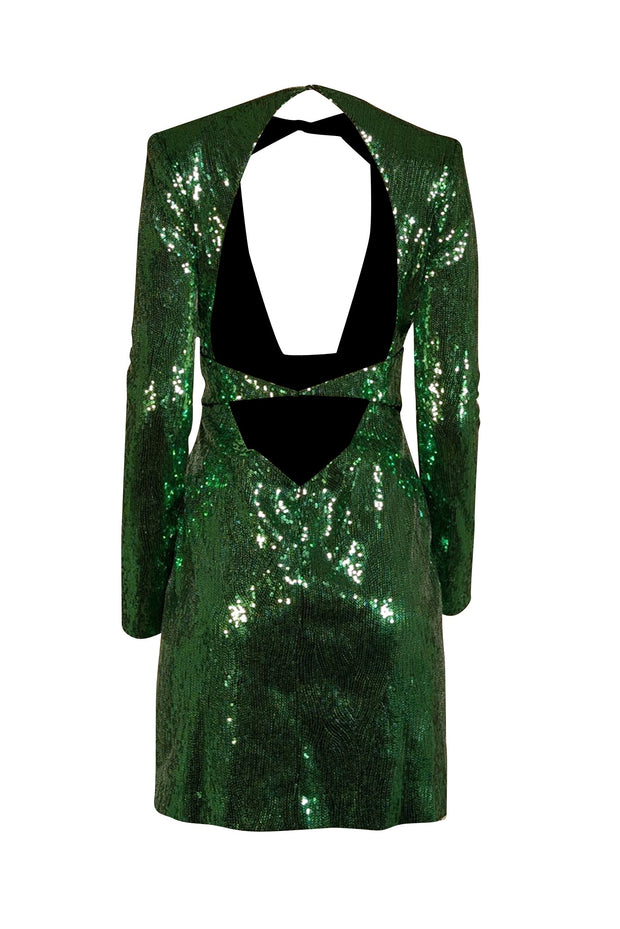 DUNDAS - Emerald Green Sequined Long Sleeve Mini Dress Sz 8 DUNDAS - Emerald Green Sequined Long Sleeve Mini Dress Sz 8