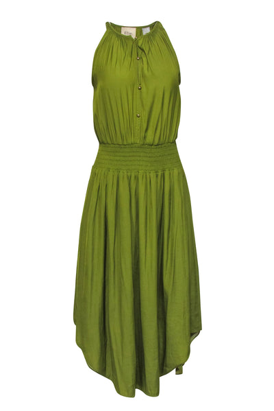 Elie Tahari - Pea Green Sleeveless Satin Midi Dress Sz S Elie Tahari - Pea Green Sleeveless Satin Midi Dress Sz S