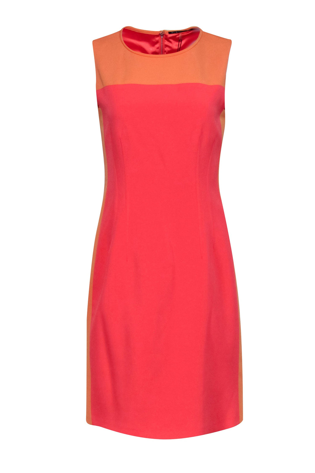 Elie Tahari - Coral & Light Orange Color Block Sleeveless Dress Sz 8