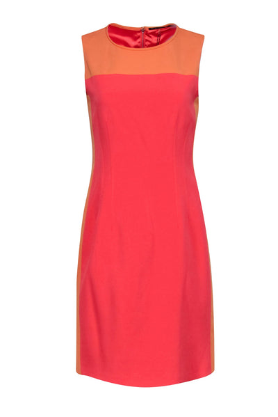 Current Boutique-Elie Tahari - Coral & Light Orange Color Block Sleeveless Dress Sz 8