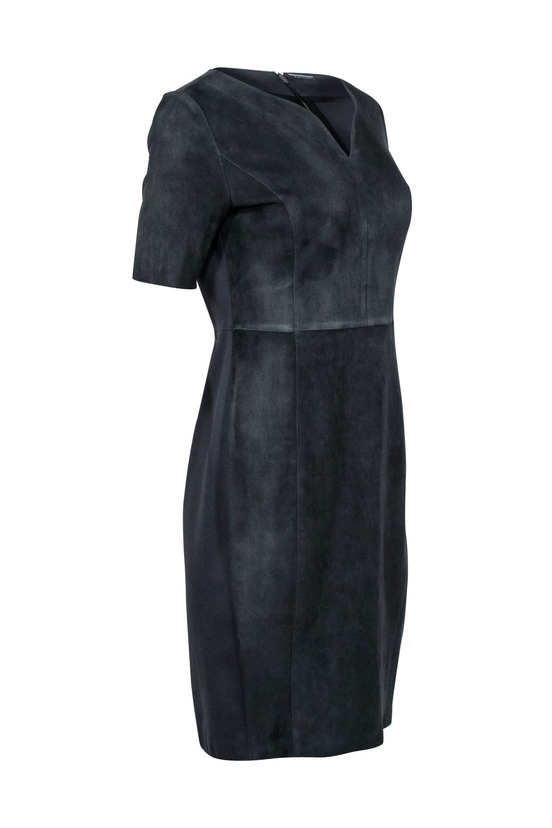Elie Tahari - Charcoal Grey Suede Front Shift Dress Sz 8 Elie Tahari - Charcoal Grey Suede Front Shift Dress Sz 8