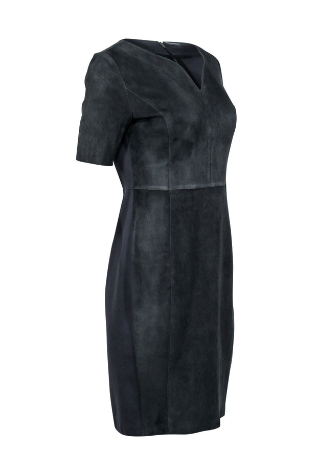 Elie Tahari - Charcoal Grey Suede Front Shift Dress Sz 8 Elie Tahari - Charcoal Grey Suede Front Shift Dress Sz 8