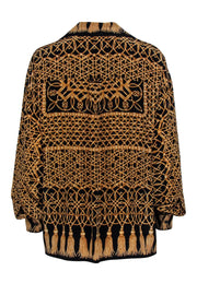 Current Boutique-Emanuel Ungaro - Black & Brown Long Sleeve Printed Button Down Shirt Sz M