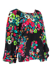 Current Boutique-Emanuel Ungaro - Black & Multi Color Floral Blouse Sz XS