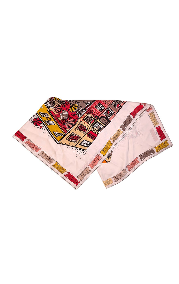 Emilio Pucci - White &amp; Multi Color City Print Silk Scarf - Current Boutique