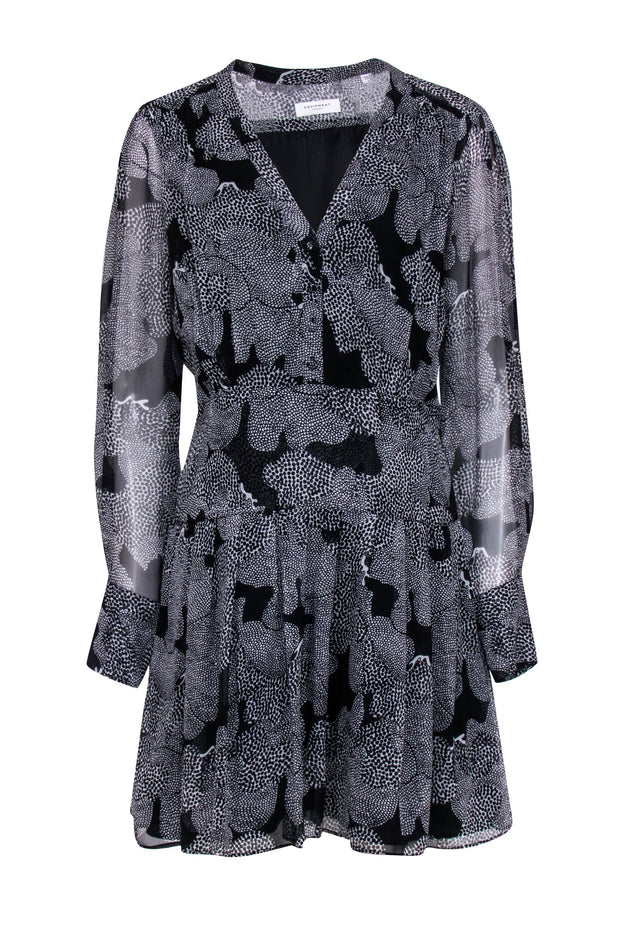abstract dresses long sleeve Brown Abstract Print Belted Maxi Shirt Dress - All Dresses