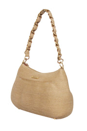 Current Boutique-Eric Javits - Beige Woven Shoulder Bag w/ Braided Chain Strap