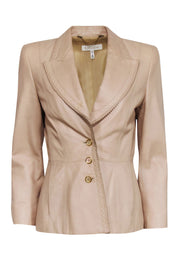 Current Boutique-Escada - Beige Leather Three Button Blazer Sz 4