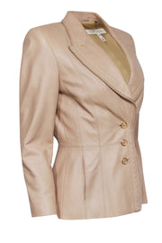 Current Boutique-Escada - Beige Leather Three Button Blazer Sz 4
