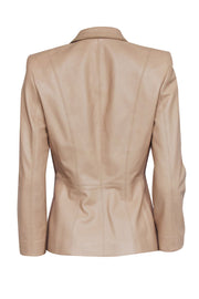 Current Boutique-Escada - Beige Leather Three Button Blazer Sz 4