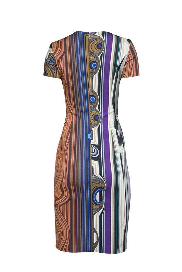 Escada - Green & Multicolor Marble Print Gatherd Front Dress Sz 4 Escada - Green & Multicolor Marble Print Gatherd Front Dress Sz 4
