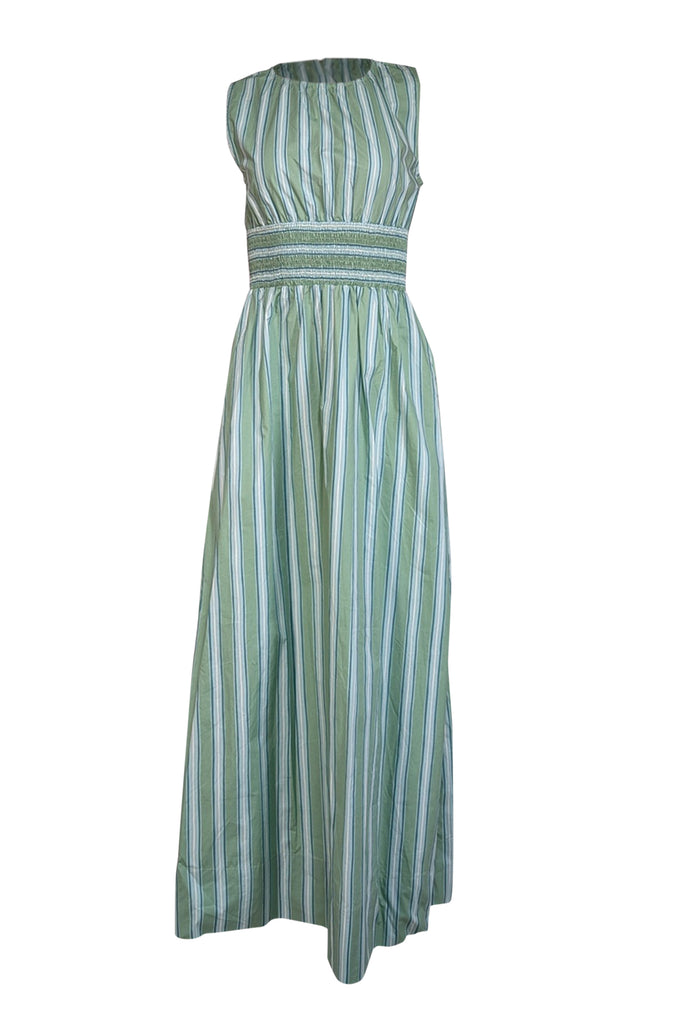 Faithfull the Brand - Green Striped Cotton Maxi Dress Sz 4 Faithfull the Brand - Green Striped Cotton Maxi Dress Sz 4