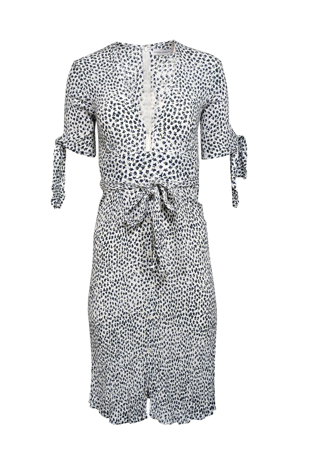 Faithfull the Brand - White w/ Blue & Green Floral Print Dress Sz 4 Faithfull the Brand - White w/ Blue & Green Floral Print Dress Sz 4