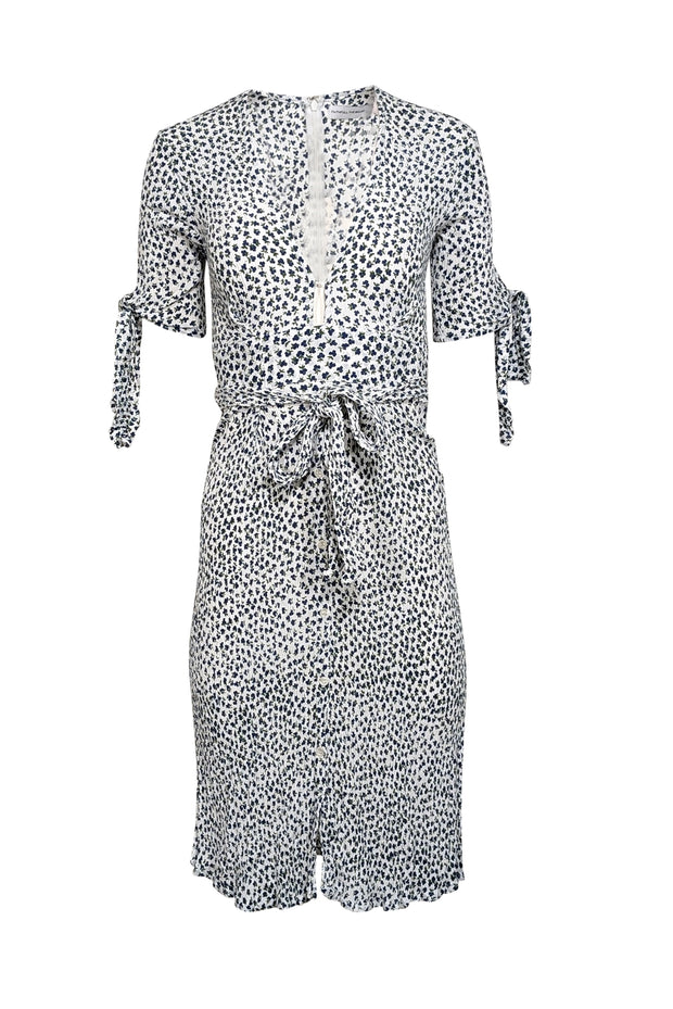 Current Boutique-Faithfull the Brand - White w/ Blue & Green Floral Print Dress Sz 4