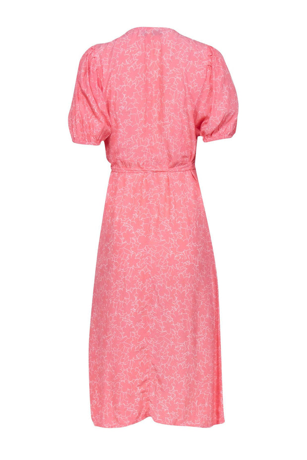 Faithfull the Brand - Pink w/ White Stenciled Floral Print Midi Dress Faithfull the Brand - Pink w/ White Stenciled Floral Print Midi Dress