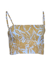 Current Boutique-Faithfull the Brand - Yellow & White Print Smocked Crop Top Sz 4