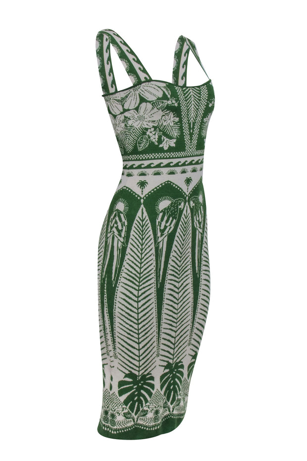 Current Boutique-Farm - Green & Cream Print Knit Sleeveless Dress Sz XS