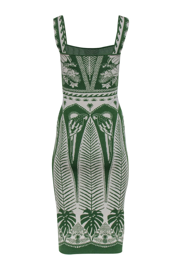 Current Boutique-Farm - Green & Cream Print Knit Sleeveless Dress Sz XS