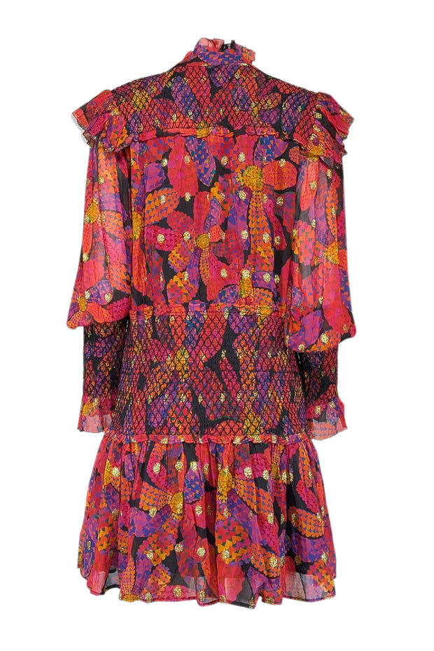farm rio pink and orange dress FARM Rio Ligia Floral Light Pink Lace Maxi Dress | Print | Size L