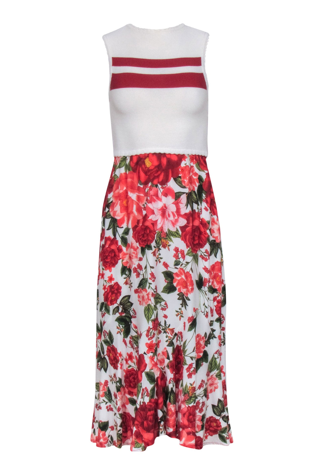Farm Rio - Ivory Crochet Bodice w/ Red Floral Bottom Dress Sz M Farm Rio - Ivory Crochet Bodice w/ Red Floral Bottom Dress Sz M
