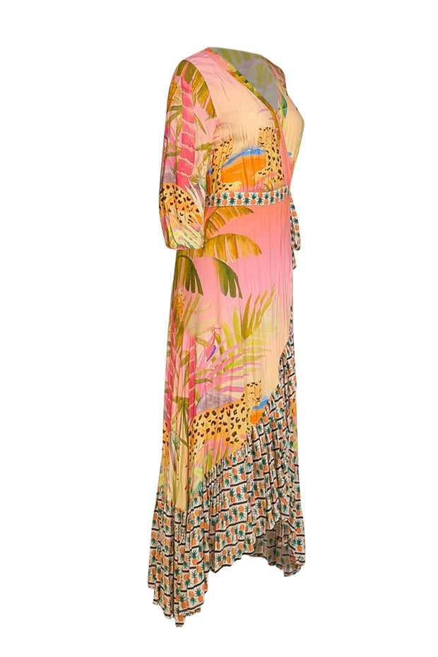 Farm Rio - Pink & Multicolor Floral Wrap Dress Sz S