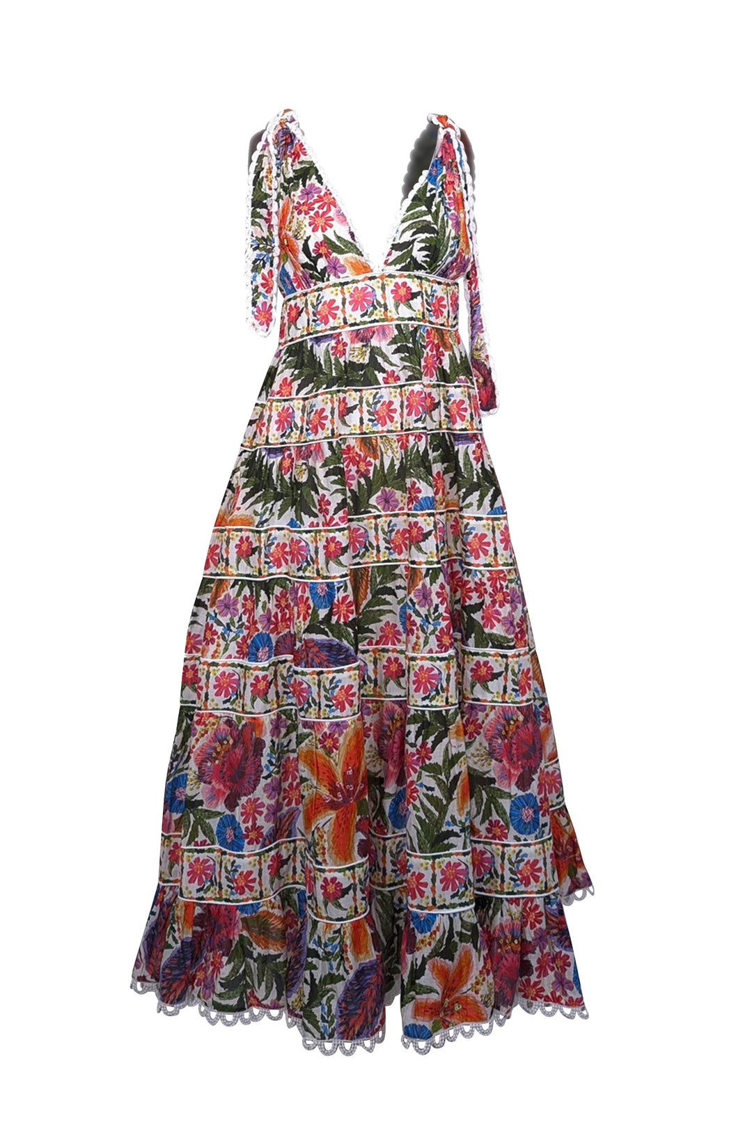 chinese dress ladies Off-White Painted Flowers Maxi Dress