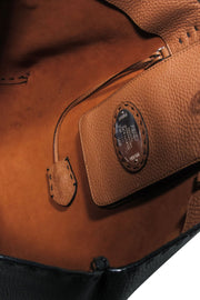 Current Boutique-Fendi - Black Pebbled Leather Open Top Tote Bag