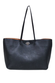 Current Boutique-Fendi - Black Pebbled Leather Open Top Tote Bag