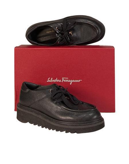 Current Boutique-Ferragamo - Black Leather "Euripilo" Platform Loafers Sz 10.5
