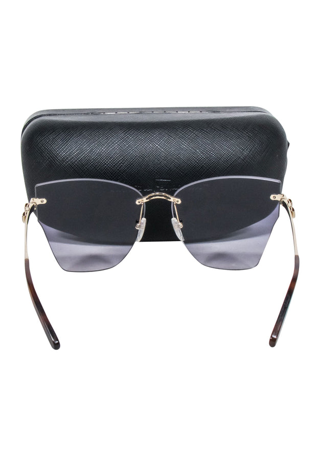 Current Boutique-Ferragamo - Gradient Purple Lens Large Frameless Sunglasses