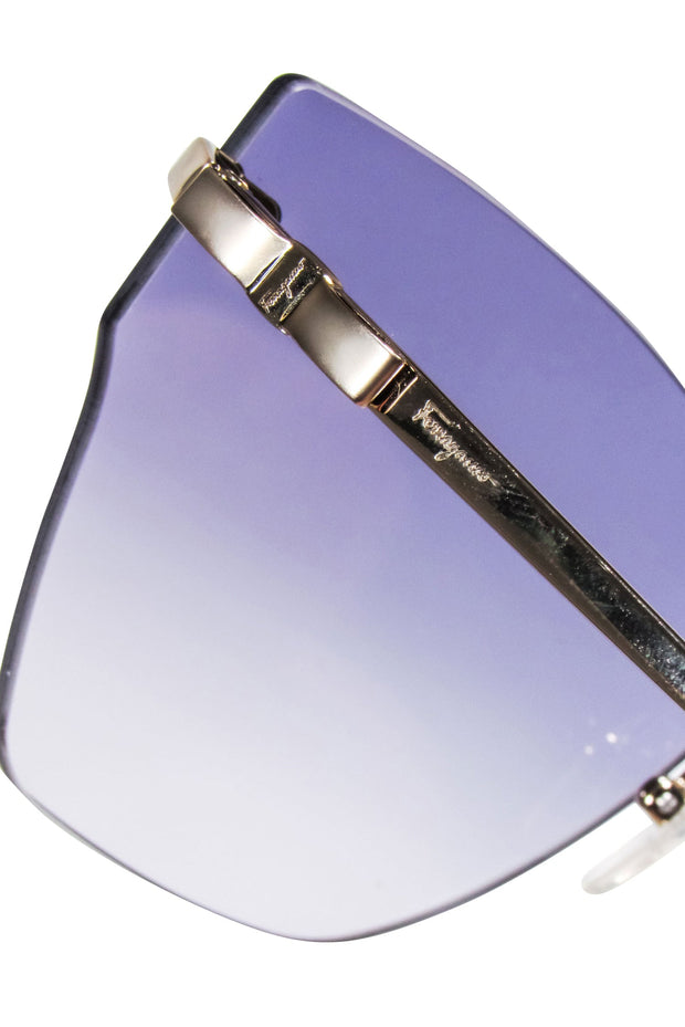 Current Boutique-Ferragamo - Gradient Purple Lens Large Frameless Sunglasses