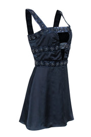 Current Boutique-For Love & Lemons - Navy Sleeveless Beaded Trim Mini Dress Sz S