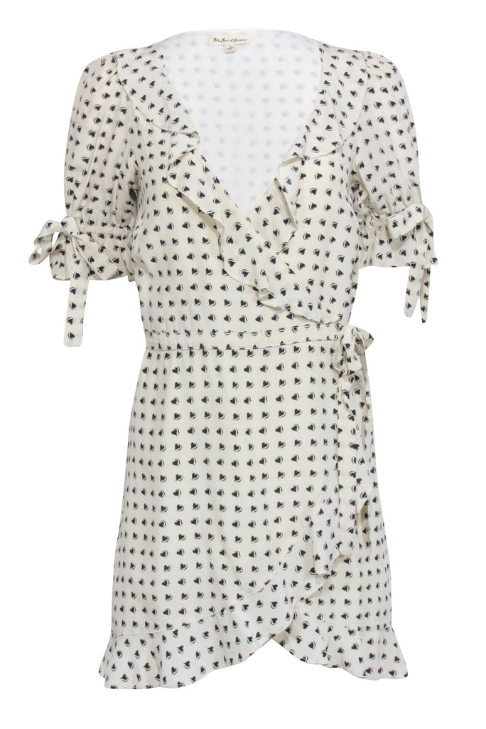 For Love & Lemons - Cream w/ Black Heart Print Mini Dress Sz S For Love & Lemons - Cream w/ Black Heart Print Mini Dress Sz S
