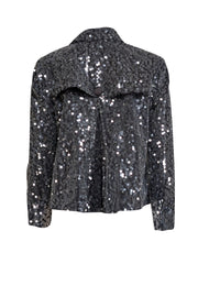 Frances Valentine - Black Sequin Double Breasted Moto Jacket Sz M - Current Boutique
